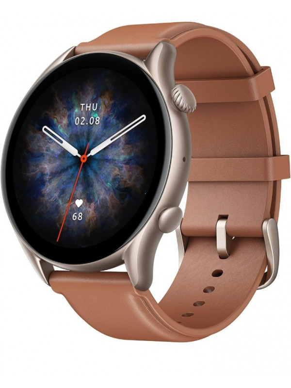 Amazfit GTR 3 Pro Smart Watch with BT Phone Calls, Blood Pressure Monitoring, 1.45”AMOLED Display, 24/7 Heart Rate Tracking, Alexa, GPS, WiFi, 12-Day Battery Life, 150 Sports Modes (Leather Brown)
